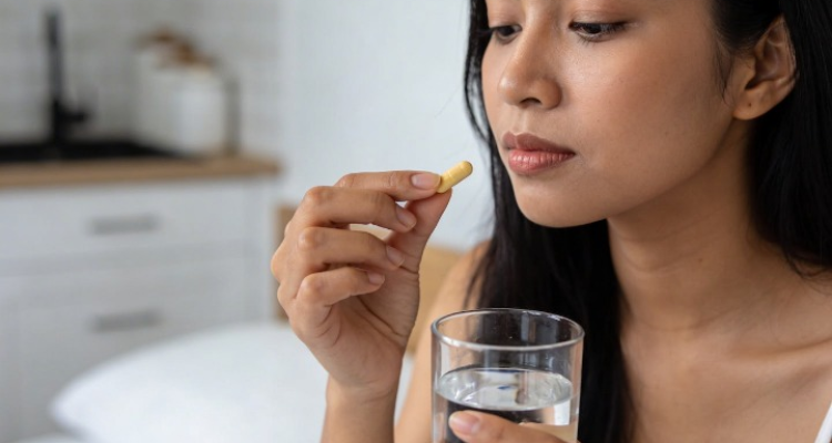 woman consume vitamin
